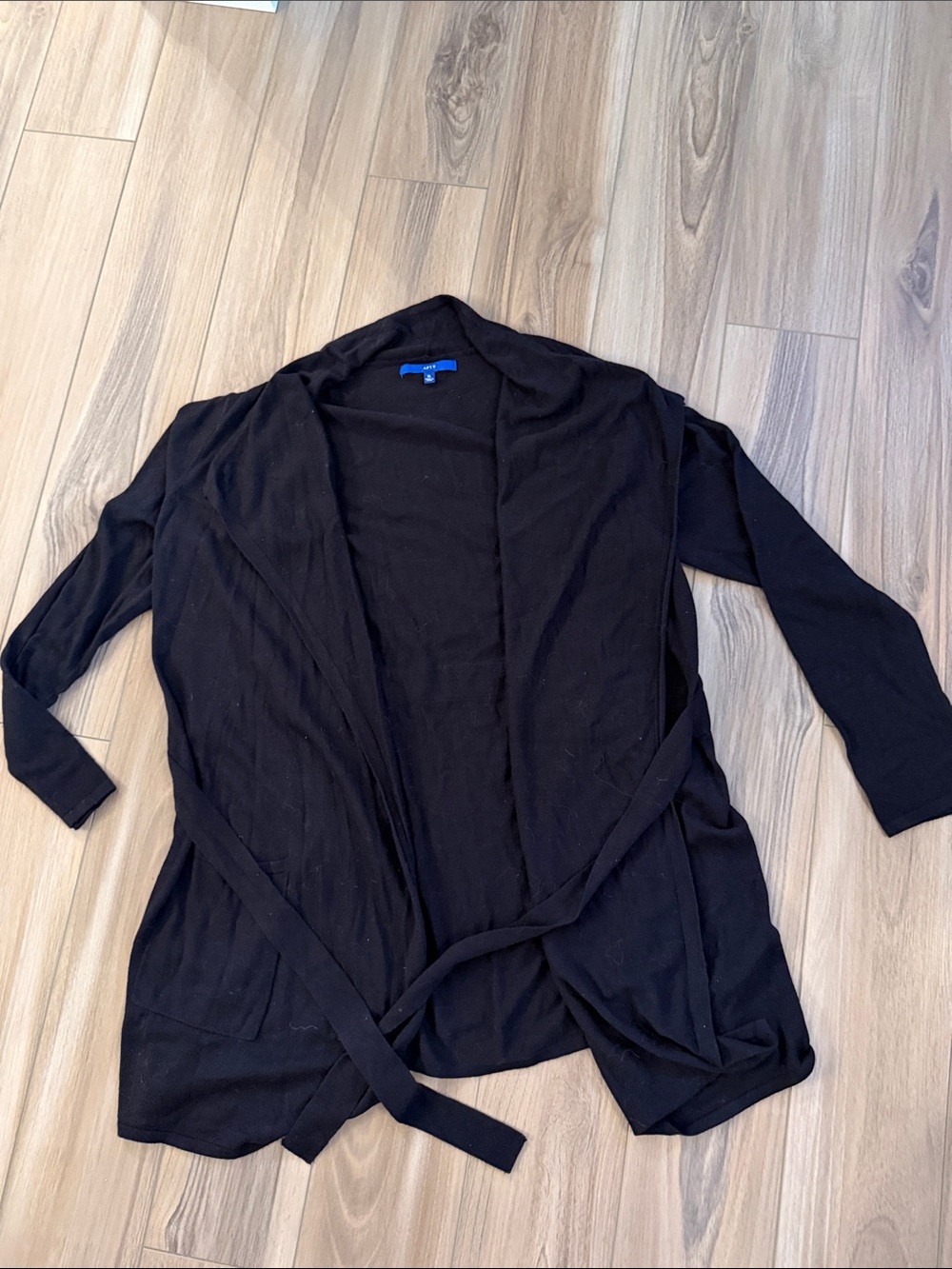Apt. 9 Black Open-Front Sweater Cardigan with Tie